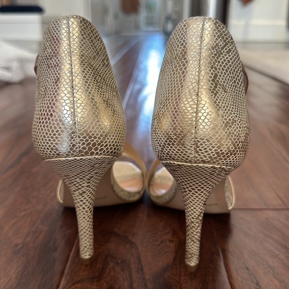 Made in Italy 🇮🇹 CAPPELLI ROSSI HEELS GENUINE LEATHER size 6 gold snakeskins - Picture 4 of 9